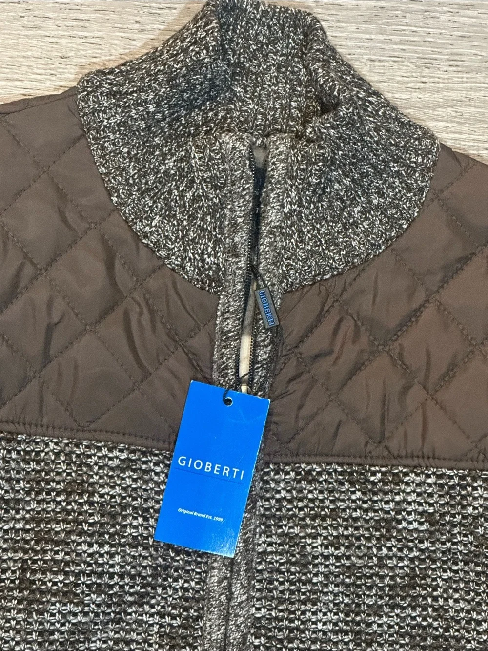 Gioberti Boys Size 14 Sweater Jacket Brown Gray Full Zip NWT